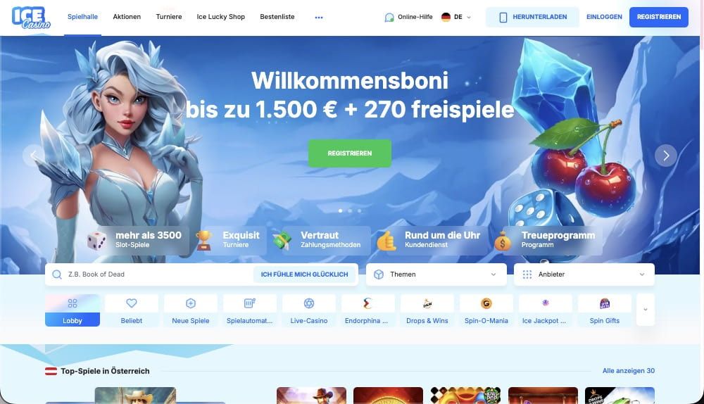 Ice Casino Hauptbildschirm