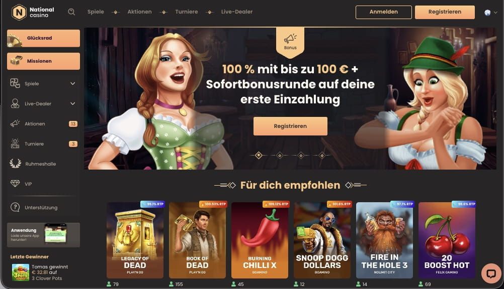 National Casino Hauptbildschirm