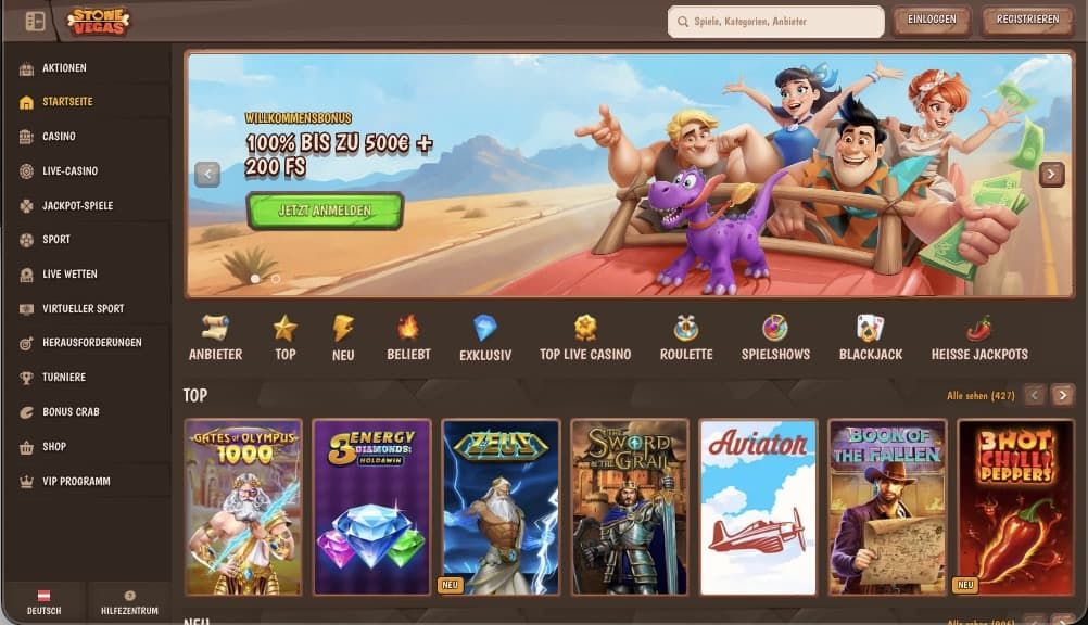 StoneVegas Casino Hauptbildschirm