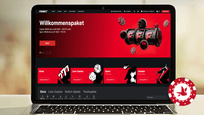 Fonbet Casino Hauptbildschirm