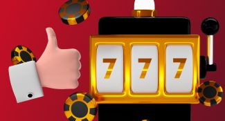 Spielautomat und Daumen hoch