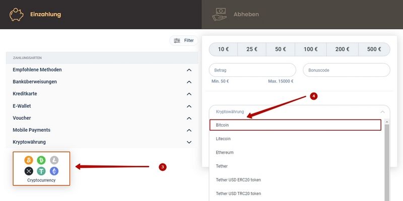 Bitcoin Auszahlung Schritte 3-4