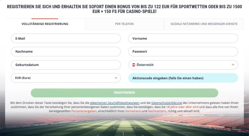 Erstellen Sie ein Spielerkonto