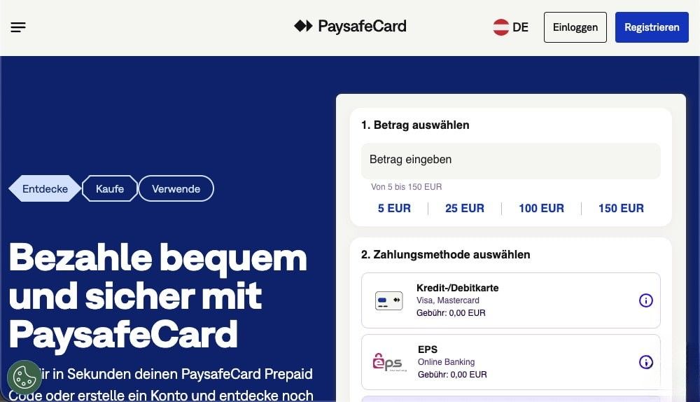 Webseite von Paysafecard besuchen