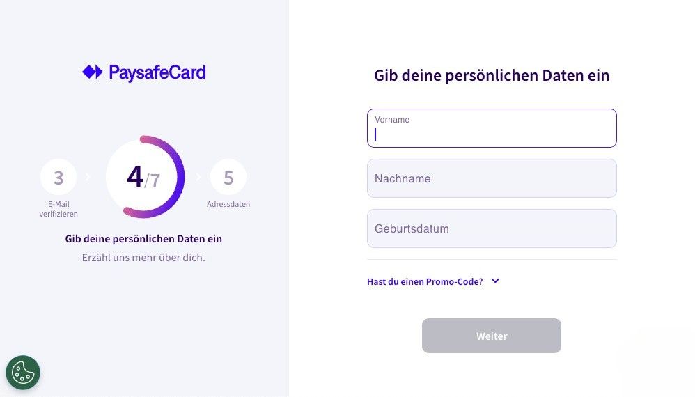 Pers&ouml;nliche Daten eintragen