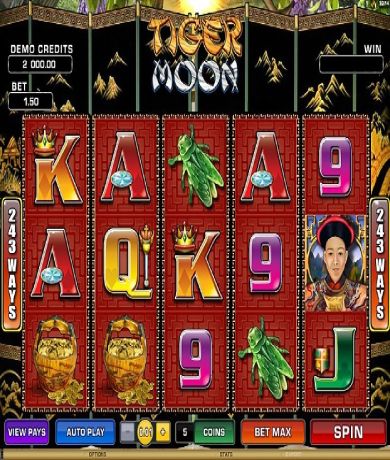 Jetzt kostenlos in Alles &uuml;ber den Tiger Moon Online Slot von Microgaming spielen