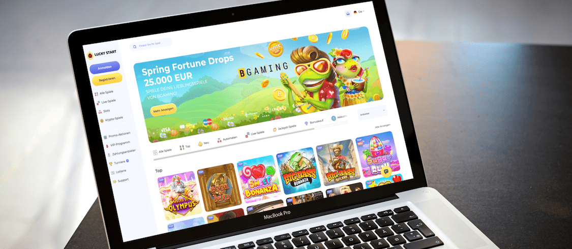 LuckyStart Casino auf dem Computerbildschirm